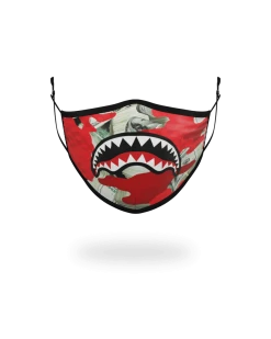 SPRAYGROUND® ADULT MONEY CAMO (RED) FORM-FITTING FACE MASK