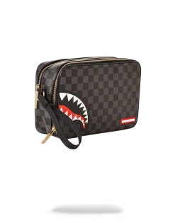 SPRAYGROUND® TOILETRIES AKA MONEY BAGS SHARKS IN PARIS (BLACK CHECKERED EDITION) TOILETRY AKA MONEY BAGS