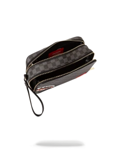 SPRAYGROUND® TOILETRIES AKA MONEY BAGS SHARKS IN PARIS (BLACK CHECKERED EDITION) TOILETRY AKA MONEY BAGS