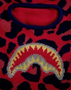 SPRAYGROUND® SKI MASKS RED LEOPARD GOLD SHARK MOUTH SKI MASK