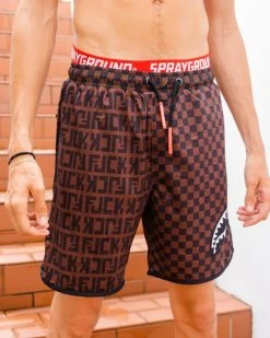 SPRAYGROUND® OFFENDED SPLIT THE CHECK CORTO SWIM TRUNKS SWIMWEAR
