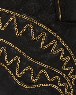 SPRAYGROUND® BAGS NOIR QUILT GOLD CHAIN SHARK BACKPACK (DLXV)