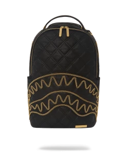 SPRAYGROUND® BAGS NOIR QUILT GOLD CHAIN SHARK BACKPACK (DLXV)