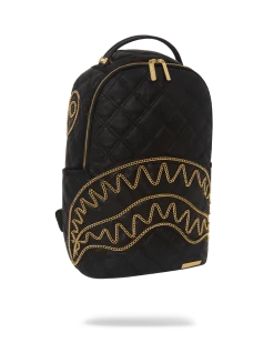 SPRAYGROUND® BAGS NOIR QUILT GOLD CHAIN SHARK BACKPACK (DLXV)