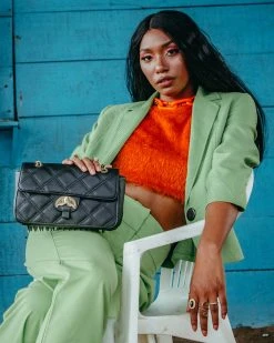 SPRAYGROUND® NOIR QUILT GOLD CHAIN SHARK HANDBAG