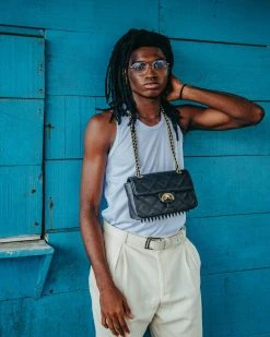 SPRAYGROUND® NOIR QUILT GOLD CHAIN SHARK HANDBAG