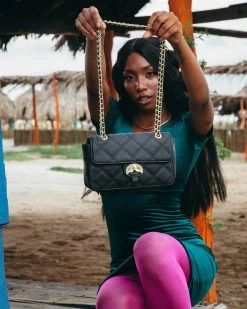 SPRAYGROUND® NOIR QUILT GOLD CHAIN SHARK HANDBAG