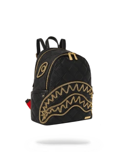 SPRAYGROUND® NOIR QUILT GOLD CHAIN SHARK SAVAGE BACKPACK BAGS
