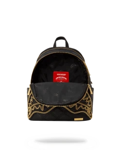 SPRAYGROUND® NOIR QUILT GOLD CHAIN SHARK SAVAGE BACKPACK BAGS