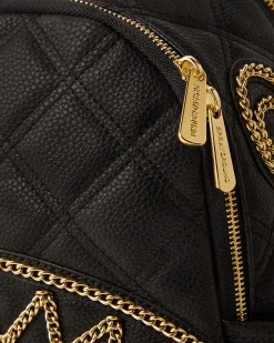 SPRAYGROUND® NOIR QUILT GOLD CHAIN SHARK SAVAGE BACKPACK BAGS
