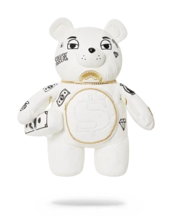 SPRAYGROUND® RIVIERA LE BLANC GOLD CHAIN MONEYBEAR TEDDYBEAR BACKPACK BAGS