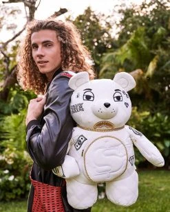 SPRAYGROUND® RIVIERA LE BLANC GOLD CHAIN MONEYBEAR TEDDYBEAR BACKPACK BAGS