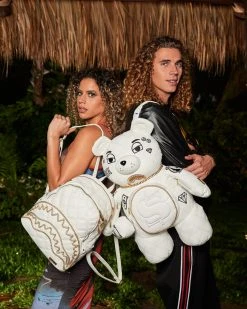 SPRAYGROUND® RIVIERA LE BLANC GOLD CHAIN MONEYBEAR TEDDYBEAR BACKPACK BAGS