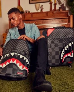 SPRAYGROUND® XTC GREY SHARKS IN PARIS CUT & SEW VEGAN LEATHER CARRY-ON LUGGAGE
