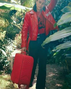 SPRAYGROUND® RED RIVIERA VEGAN LEATHER CARRY-ON LUGGAGE (ONLY 100 MADE & NUMBERED)