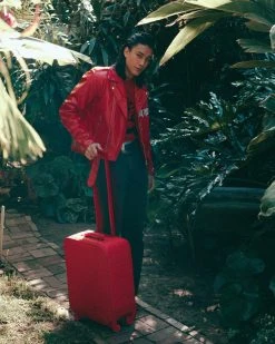 SPRAYGROUND® RED RIVIERA VEGAN LEATHER CARRY-ON LUGGAGE (ONLY 100 MADE & NUMBERED)
