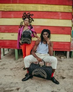 SPRAYGROUND® BAGS NOIR QUILT GOLD CHAIN SHARK DUFFLE