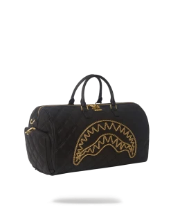 SPRAYGROUND® BAGS NOIR QUILT GOLD CHAIN SHARK DUFFLE