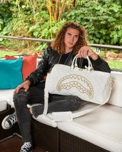 SPRAYGROUND® RIVIERA LE BLANC GOLD CHAIN SHARK DUFFLE BAGS