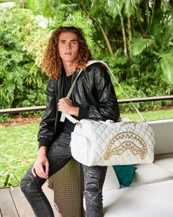 SPRAYGROUND® RIVIERA LE BLANC GOLD CHAIN SHARK DUFFLE BAGS