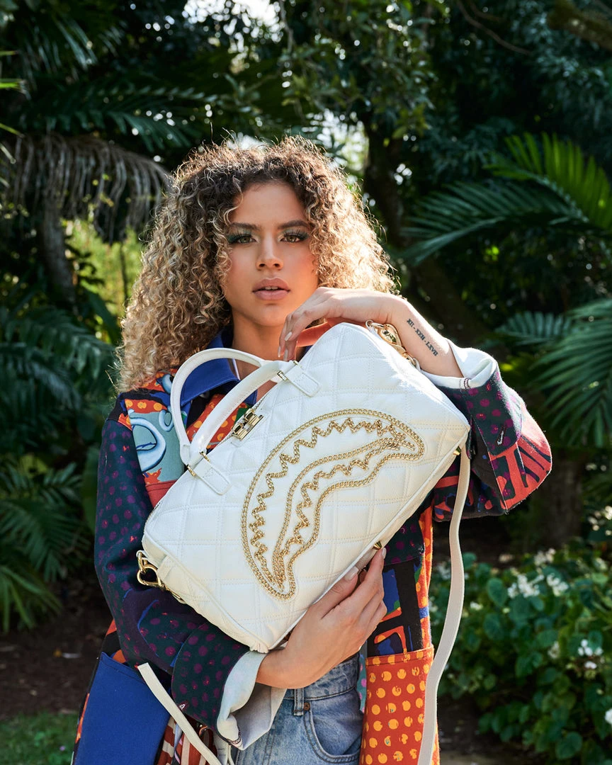 SPRAYGROUND® RIVIERA LE BLANC GOLD CHAIN SHARK MINI DUFFLE 4 SPRAYGROUND® RIVIERA LE BLANC GOLD CHAIN SHARK MINI DUFFLE