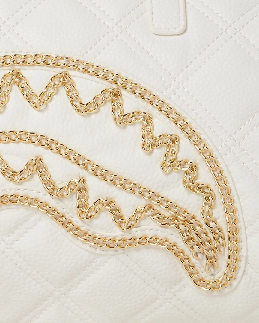 SPRAYGROUND® RIVIERA LE BLANC GOLD CHAIN SHARK MINI DUFFLE 15 SPRAYGROUND® RIVIERA LE BLANC GOLD CHAIN SHARK MINI DUFFLE