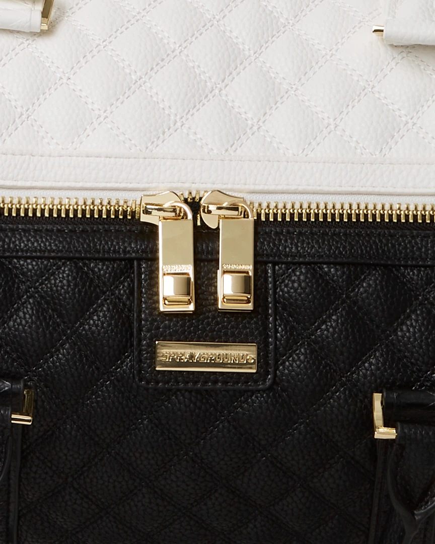 SPRAYGROUND® LEVELED UP SPLIT QUILT SHARK DUFFLE 15 SPRAYGROUND® LEVELED UP SPLIT QUILT SHARK DUFFLE