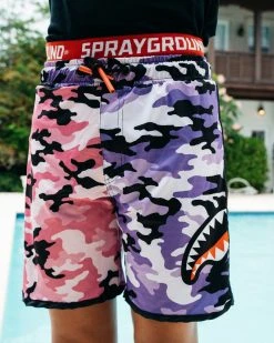 SPRAYGROUND® KIDS SPLIT CAMO SWIM TRUNKS SWIMWEAR