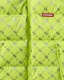 SPRAYGROUND® MONEYGRAM PUFFER JACKET (NEON GREEN)