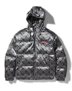 SPRAYGROUND® MONEYGRAM PUFFER JACKET (PLATINUM) APPAREL+GEAR