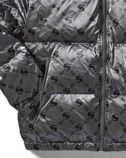 SPRAYGROUND® MONEYGRAM PUFFER JACKET (PLATINUM) APPAREL+GEAR