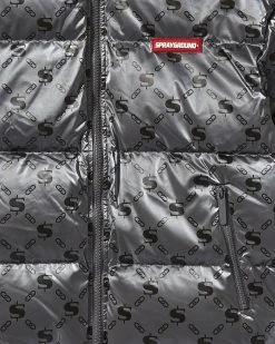 SPRAYGROUND® MONEYGRAM PUFFER JACKET (PLATINUM) APPAREL+GEAR