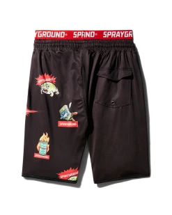 SPRAYGROUND® PATCH ALL-IN CORTO SWIM TRUNKS (BLACK)