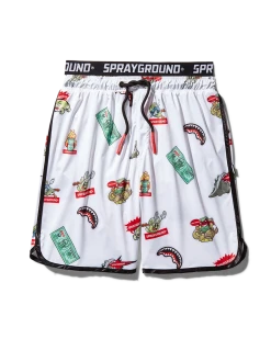 SPRAYGROUND® PATCH ALL-IN CORTO SWIM TRUNKS (WHITE) SWIMWEAR