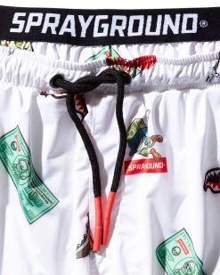 SPRAYGROUND® PATCH ALL-IN CORTO SWIM TRUNKS (WHITE) SWIMWEAR