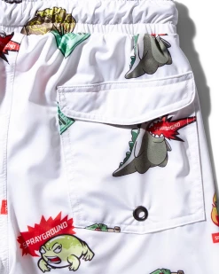 SPRAYGROUND® KIDS PATCH ALL-IN SWIM TRUNKS (WHITE)