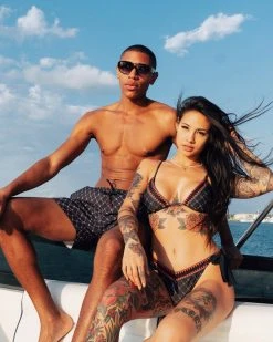 SPRAYGROUND® MIDNIGHT MONEYGRAM SHOTO SWIM TRUNKS SWIMWEAR