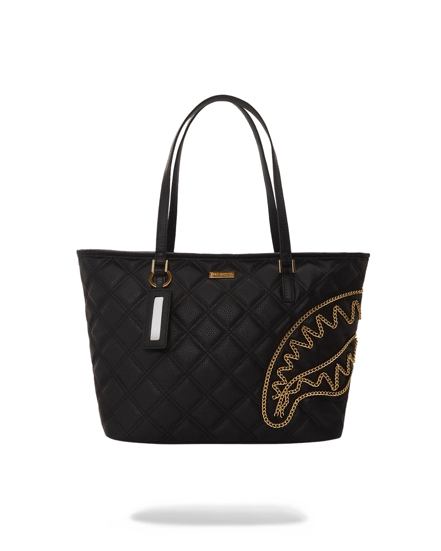 SPRAYGROUND® BAGS NOIR QUILT GOLD CHAIN SHARK TOTE 3 SPRAYGROUND® BAGS NOIR QUILT GOLD CHAIN SHARK TOTE