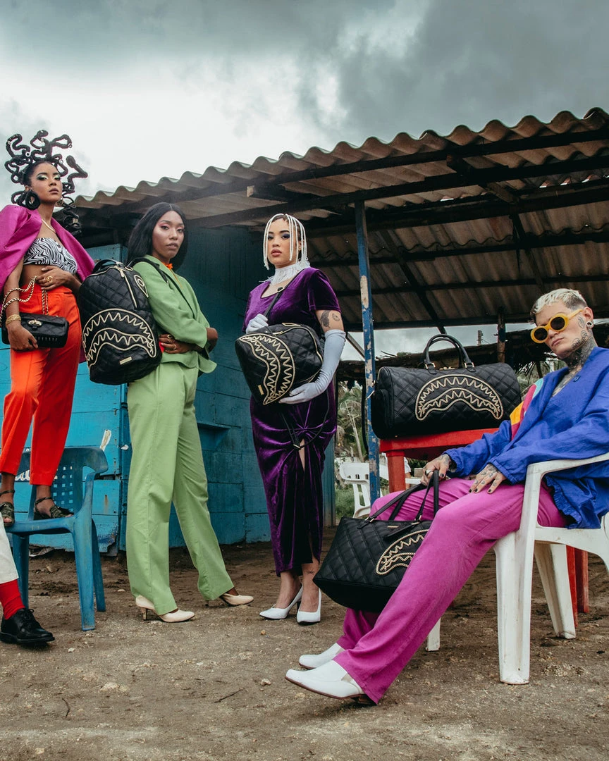 SPRAYGROUND® BAGS NOIR QUILT GOLD CHAIN SHARK TOTE 12 SPRAYGROUND® BAGS NOIR QUILT GOLD CHAIN SHARK TOTE