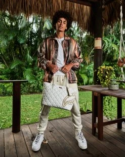 SPRAYGROUND® RIVIERA LE BLANC GOLD CHAIN SHARK TOTE