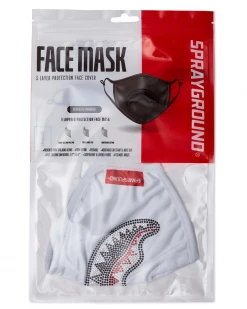 SPRAYGROUND® FACE MASKS TRINITY DIAMOND SHARK (WHT) POLYESTER FACE MASK