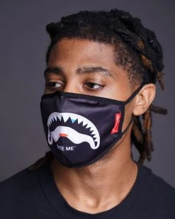 SPRAYGROUND® BITE ME SHARK (BLK) POLYESTER FACE MASK FACE MASKS