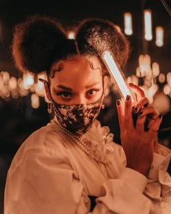 SPRAYGROUND® FACE MASKS SHARKFLOWER VEGAN LEATHER FACE MASK