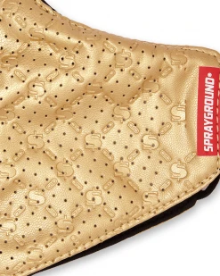 SPRAYGROUND® FACE MASKS GOLD MONEYGRAM VEGAN LEATHER FACE MASK