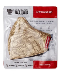 SPRAYGROUND® FACE MASKS GOLD MONEYGRAM VEGAN LEATHER FACE MASK