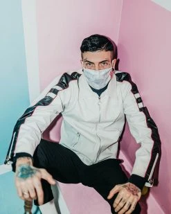 SPRAYGROUND® FACE MASKS SHARK CHECK (WHITE) FACE MASK